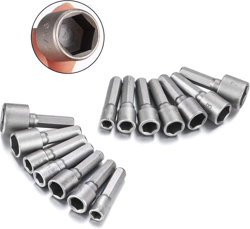 14 Pcs Socket Nut Driver Set, Hex Drill Bits Sets, Impact Driver Socket Adapter Metric for Hand Drill, Electric Screwdriver, Wrench...