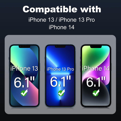 Screen Protector for iPhone 14/13 Pro / 13 (3 PACK), Tempered Glass Film, Full Coverage, Ultra HD, 9H Hardness, Scratch Resistant, Case-Friendly...