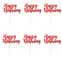 Pack of 48 Pre-Assembled Red Glitter Happy Birthday Cupcake Toppers Cake Food Fruit Picks for Celebrating Birthday Party Decoration Supplies...