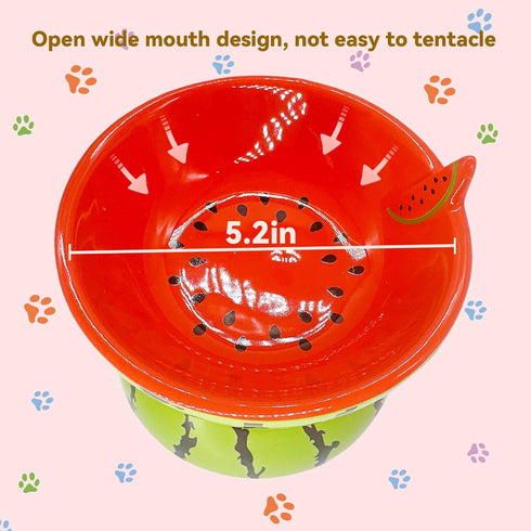 Hamiledyi Ceramic Raised Cat Bowl 5In Elevated Wide Cat Bowl for Food and Water Anti Vomiting Tilted Pet Feeder Dish for Indoor Cats and Small Dog...