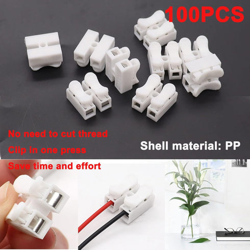 Tnisesm 100Pcs Push Quick Wire Cable Connector,White Wiring Terminal,Spring Loaded Electrical Connectors for Home Lighting Appliances & Automotive...