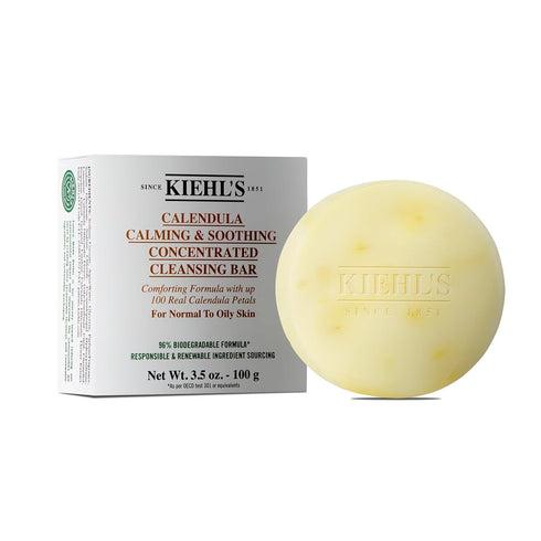 Kiehl's Calendula Concentrated Facial Cleansing Bar, Calming & Soothing Soap Cleanser for Normal to Oily Skin, Visibly Reduces Redness, Travel-Fri...