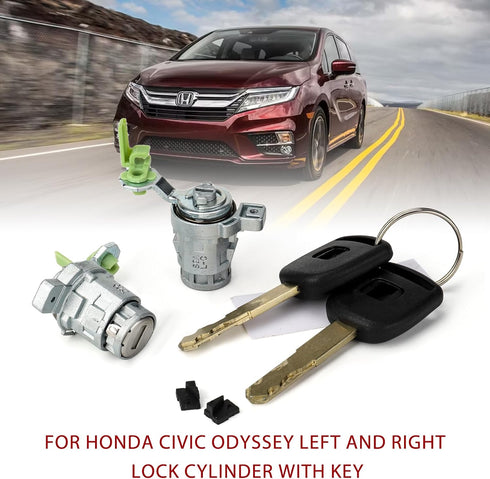 Lock Cylinder w/2 Keys Left & Right Compatible with Honda 1998-2002 Accord, 2001-2005 Civic, 1999-2004 Odyssey, 2000-2009 S2000, 72185-S9A-013...