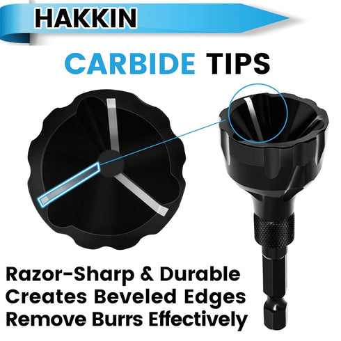 Hakkin 2Pack Hex Shank Deburring External Chamfer Tool with Carbide Blade, Quick Release Deburring Chamfering Drill Bit Repairing Damaged Bolts Sc...