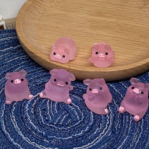 Lucky Piggy Toy Car Ornaments,6pcs Cute Pink Piggy Figures Car Dashboard Decorations Miniature Pig Figurines Landscape DIY Crafts Mini Resin Pig D...