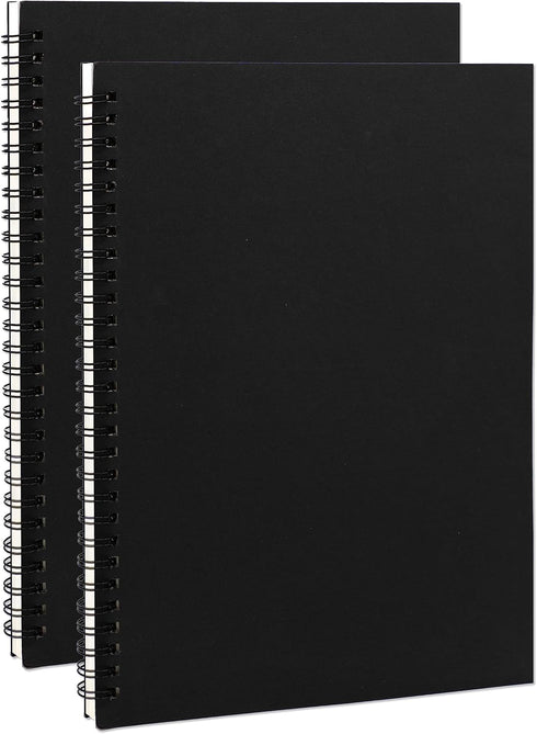 DSTELIN 10 inch x 7.5 inch, 100GSM, Blank Spiral Notebook, 2-Pack, Soft Cover, Sketch book, 120 Pages / 60 Sheets, (Black)...