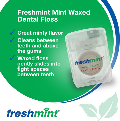 12 Spools of Freshmint® 12 Yards Mint Waxed Dental Floss...