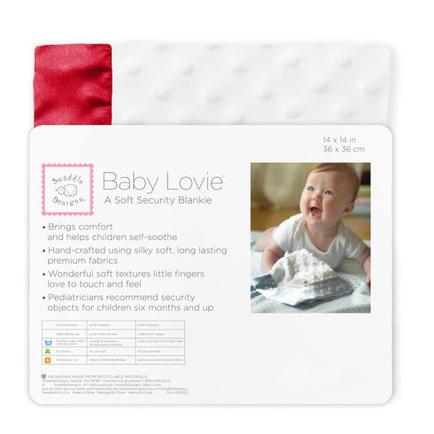 SwaddleDesigns Baby Lovie, Small Security Blanket, Plush Dots with Satin Trim, Red, 14 x 14 inches (36 x 36 cm)...