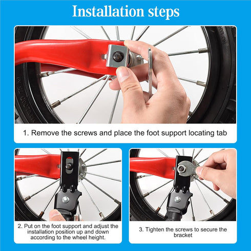 Bike Kickstand for Kid Bicycle 16 Inch Aluminium Alloy Rear Side Bicycle Stand Folding Bicycle Mount Stand Support Kickstand, Upgraded Built-in Sp...