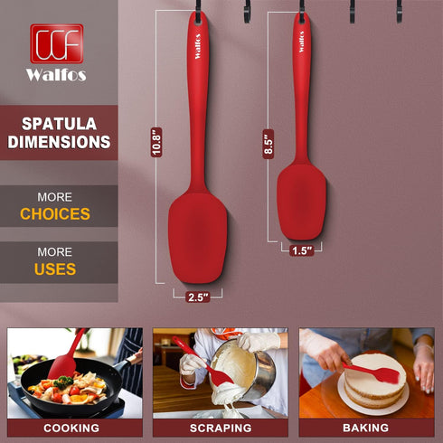 Walfos Silicone Spatula - 600°F High Heat Resistant Kitchen Spoon Spatulas, Strong Steel Core & One-Pieces Seamless Design, Perfect for Cooking Mi...