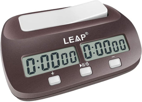 LEAP Chess Clock Digital Chess Timer Professional for Board Games Timer with Alarm Function (Official Store) Brownish Red...
