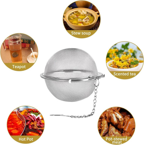 Silver Stainless Steel Mesh Tea Ball, Loose Leaf Tea Infuser 2.1 Inch Tea Strainer Tea Diffuser for Tea, Seasoning Spices?S),Tea Strainers and Fil...