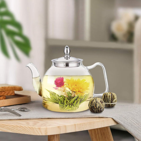 TETWIN Blooming Tea Flowers, 8 Varieties Flowering Tea Balls, Hand Tied Natural White Tea Leaves & Edible Flowers Gift Canister for Tea Lovers...