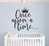 Once Upon a time with Crown Wall Sticker Art Vinyl Home Quote Decals for Kids Girl Princess Room Nursery Decoration House Interior Design YMX38 (B...