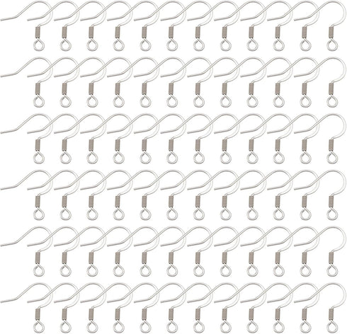 Pandahall 200pcs Stainless Steel Hypoallergenic Earring Hooks Fish Earwire with Coil for Jewelry Makings 14x17x2mm...