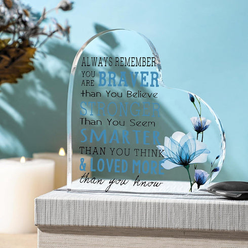 Yulejo Acrylic Teacher Appreciation Gifts for Women Thank You Heart Sign Inspirational End of Year Student Graduation Gift Positive Paperweight fo...