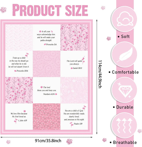 Oudain Christian Baby Blankets for Baby Blanket with Bible Verses Scripture Flowers Paisley Baby Receiving Baptism Blanket Christian Christening G...