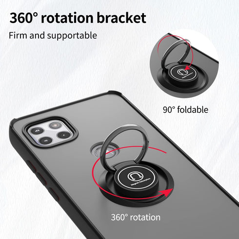 TJS Compatible with Motorola Moto One 5G Ace 2021 Case, Moto G 5G 2021 Case, with Tempered Glass Screen Protector Metal Ring Magnetic Support Kick...