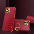 aowner Compatible with iPhone 12 Pro Max Ring Holder Case Luxury Crocodile Cover Gold Edge 360 Degree Rotation Stand for Women Girls Slim Leather ...
