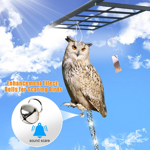 Owl to Keep Birds Away, 3 Pack Bird Scare Owl Fake Owl, Reflective Hanging Bird Decoration, Effective Bird Control Device to Keep Birds Pigeon Woo...