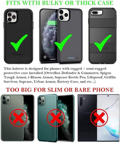 AH Military Grade Cell Phone Carrier Holster Men Cell Phone Belt Holder, Compatible w/ [iPhone iPhone 12 Mini SE 5 5S 5C Samsung J1 J3 LG K7 K10 &...