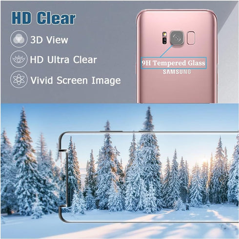 BANDQ 3 Pack for Samsung Galaxy S8 Screen Protector?3+1 Pack? 1 Pack Camera Lens Protector, 9H Scratch-Resistant HD Tempered Glass Screen Protecto...