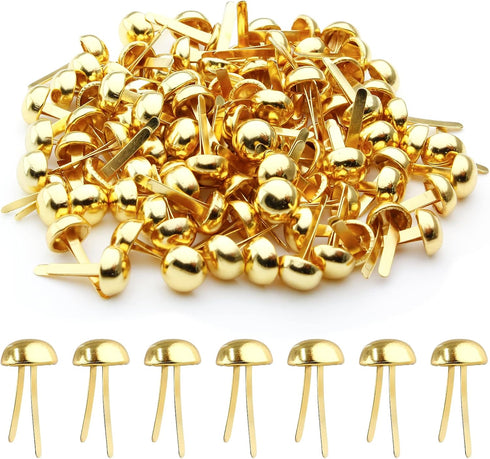 BokWin 100 Pcs Round Head Paper Fastener,0.31 Inch Gold Mini Brads,Brass Fasteners Suitable for Art&Craft DIY Projects...