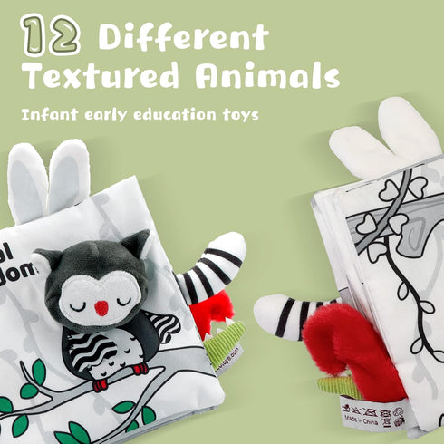 Crinkle Soft Baby Books, 3D Touch Feel High Contrast Cloth Book Sensory Baby Toys 0-6-12 Months, Early Learning Stroller Toys for Infants Toddler ...