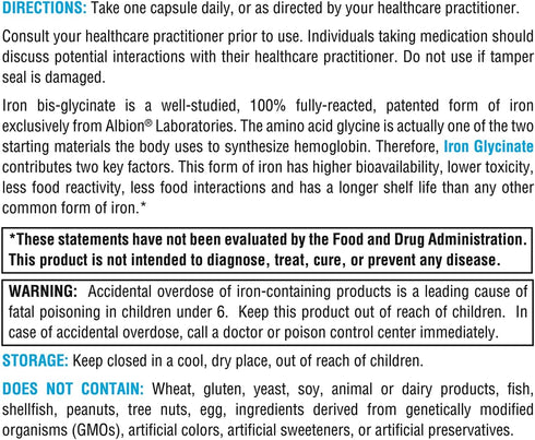 XYMOGEN Iron Glycinate - Gentle, Highly Absorbable Iron Supplement for Women + Men - 29mg Patented Iron Bisglycinate Chelate Supports Healthy Ferr...