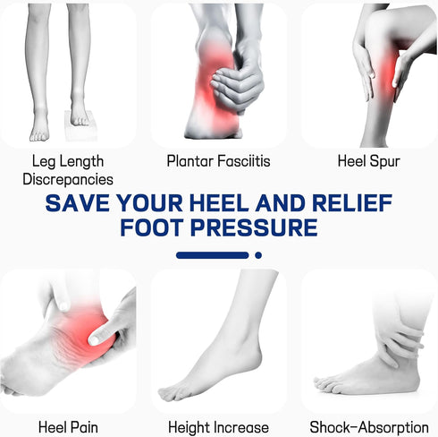 BCCKLE 4Layers Adjustable Orthopedic Heel Lift,Upgrade Poron Heel Pads Inserts,Max Anti-Shock Heel Cushion for Leg Length Discrepancies,Heel Spurs...