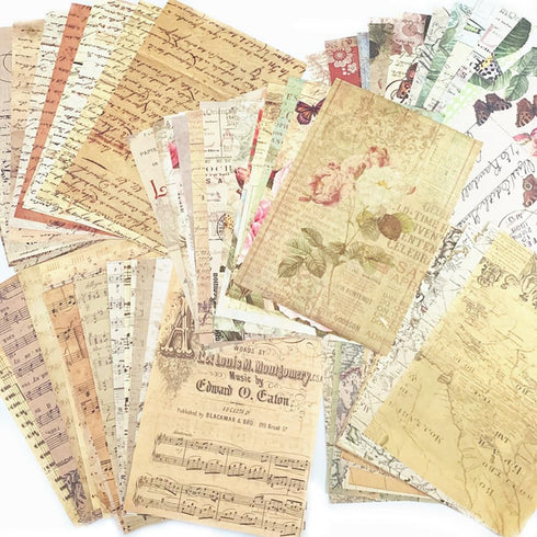 150pcs Scrapbooking Paper,Old Book Page Music Notes Background Material Paper for DIY Decoupage Junk Journal Scrapbooks Supplies...
