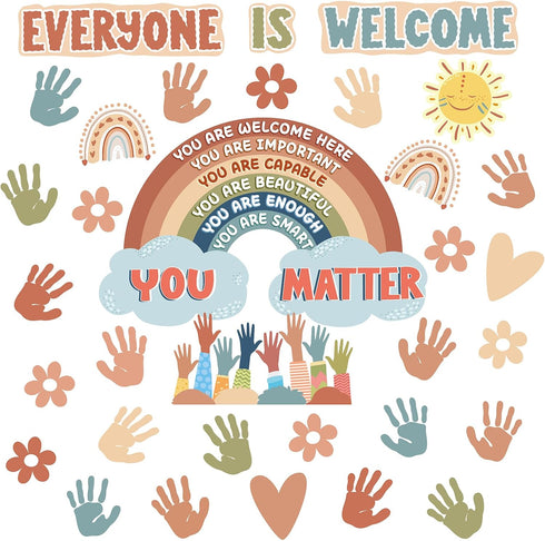 Boho Bulletin Board Decorations for Classroom, 35Pcs Everyone is Welcome Classroom Positive Motivational Inspirational Affirmation Wall Decor Boho...