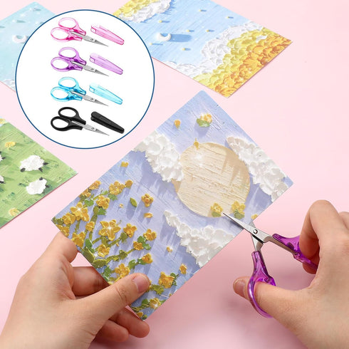 8Pcs Scissors for Crafting Stainless Steel Scissors with Protective Cover Mini Detail Craft Scissors Straight Fine Tips Design for Crafting Facial...