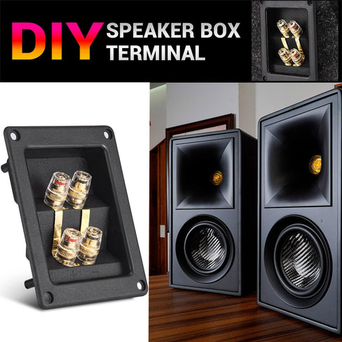 Facmogu 2PCS Rectangle 4-Way Speaker Terminal Box, Gold-Plated Binding Post Terminal Cable Connector for DIY Applications, Terminal Cups with 2 Pa...