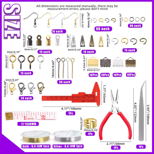 Swpeet 1468Pcs Jewelry Making Supplies Kit with Jewelry Making Tools, 2 Colors Jewelry Wires and Jewelry Pliers, 40 Styles Jewelry Findings, with ...