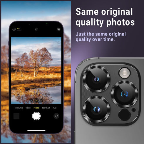 AFARER [2 Pack Camera Lens Protector for iPhone 15 Pro 6.1"/iPhone 15 Pro Max 6.7",3D Aluminum Metal Lens Film,9H Hardness Tempered Glass Camera S...