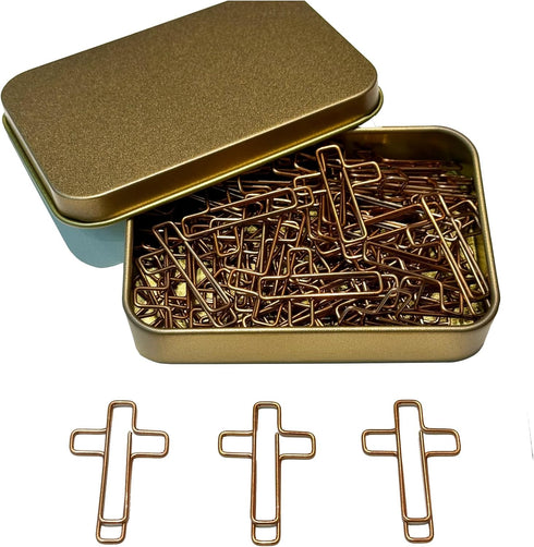 Cross Paper Clips Bookmarks Bible, 60 Pack Bible Paper Clips, (Rose Gold Color) Journaling Paper Clips, Bible Study Supplies, Christian Journaling...