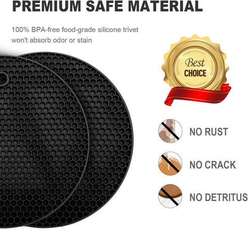 4 Pcs Trivets for Hot Dishes, Kitchen Heat Resistant Pot Holders, Extra Thick Large Non Slip Multipurpose Kitchen Accessories, Silicone Mat, Hot P...
