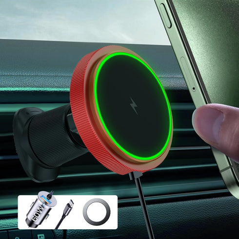 Magnetic Wireless Car Charger Mount,Compatible with MagSafe Car Charger,15W Fast Charging Air Vent Car Phone Holder with 60W Car Adapter for iPhon...