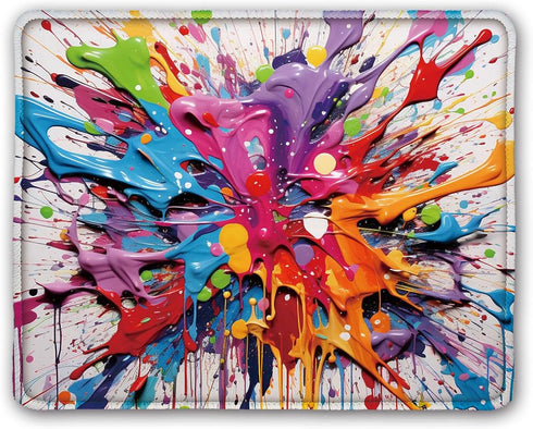 Colorful Splash Paint Design, Vibrant Color Mouse Pad Pretty Mouse Pad Small Mouse Pad for Laptop, 26x21cm...