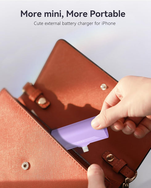 Purple Small Portable Battery Charger 4800mAh, Tiny Power Bank Ultra-Compact 15W Fast Charging Mini Battery Pack Power Charger for iPhone 14 Pro/1...