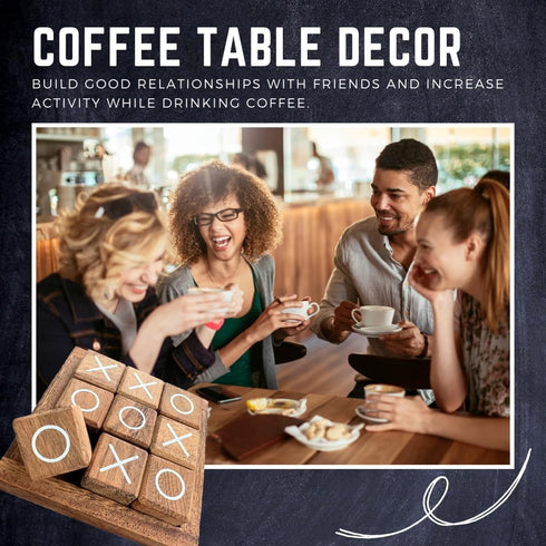 Wooden TIC TAC Toe Game Coffee Table Decor Family Game Night Indoor Outdoor Fun Games for Teens and Adults Classic OX Wood Board Game TicTacToe...