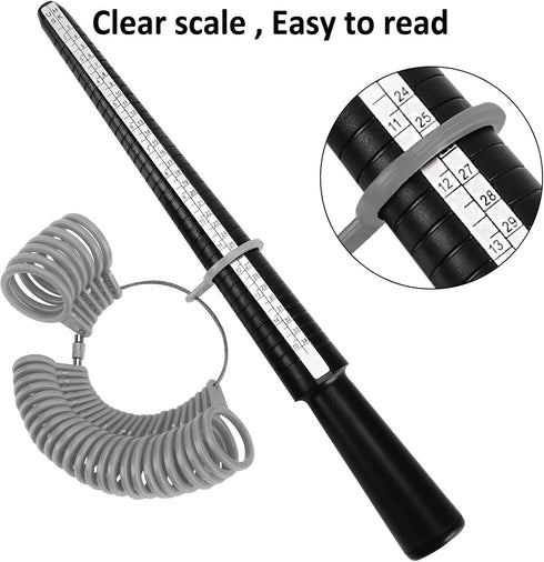 Ring Sizer Measuring Tool, Accmor Ring Size Measurement Making Kit, Plastic Jewelry Ring Mandrel & Ring Sizer Guage and Finger Sizing Belt, Four S...