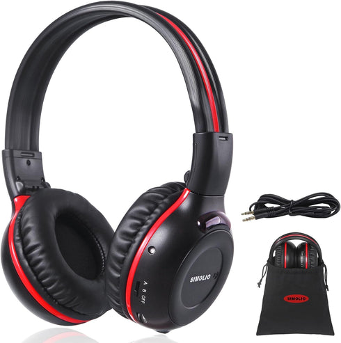 SIMOLIO IR Headphones for Car DVD, Infrared Headphones Kids Universal 2 Channel, Car Headphones Wireless with Bag & 3.5mm AUX Cord for Honda Odyss...