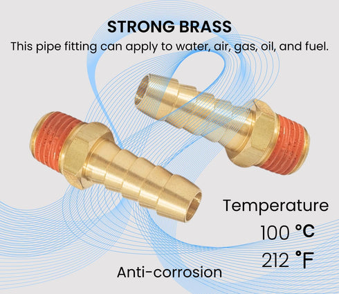 2 Pack Brass Air Hose Barb Fittings Adapter Set - 3/8" Barb to 1/4" NPT Male Pipe, Air Hose Repair Kit Connectors with Sealant...