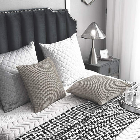 DEZENE Tan Throw Pillow Cases 22x22: 2 Pack Inch Original Striped Velvet Square Decorative Pillow Covers for Farmhouse Couch...