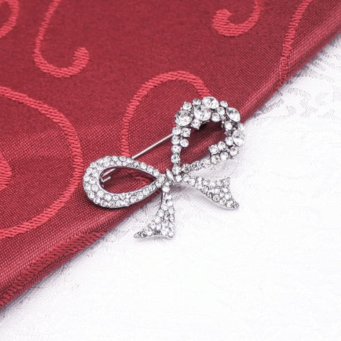 2-Piece Set Luxury Rhinestone Bow Brooch Hijab Pins for Wedding Bouquet Christmas Party Valentine's Day Gift for Women Men Bridal Wife Mom...