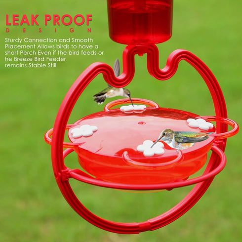ORIENTOOLS Hummingbird Feeders for Outdoors Hanging 9.5 oz Plastic Humming Birds Feeders with Ant Moat friendly to nature and Wild Birds with 4 Fl...