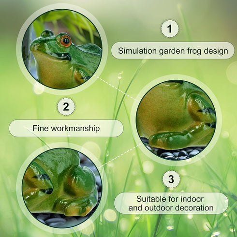 2pcs Frog Statues, 2 Sizes Resin Frogs Garden Miniatures Decor Lifelike Frog Miniature Figurines Animals Ornament for Garden Landscape Dollhouse D...