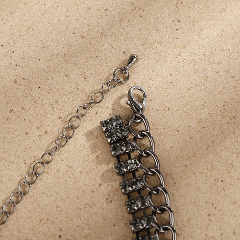 Missgrace Boho Dainty Layered Black Rhinestones Tassel Punk Choker Necklace for Women Chunky Necklaces Black Chain Necklace Jewelry Gifts for Wome...